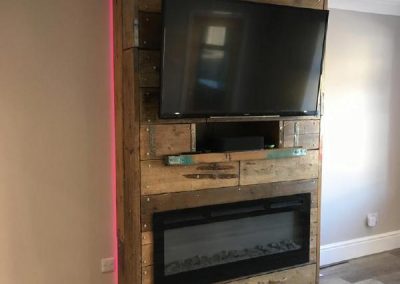 LED back light custom fireplace with all sockets and cables hidden